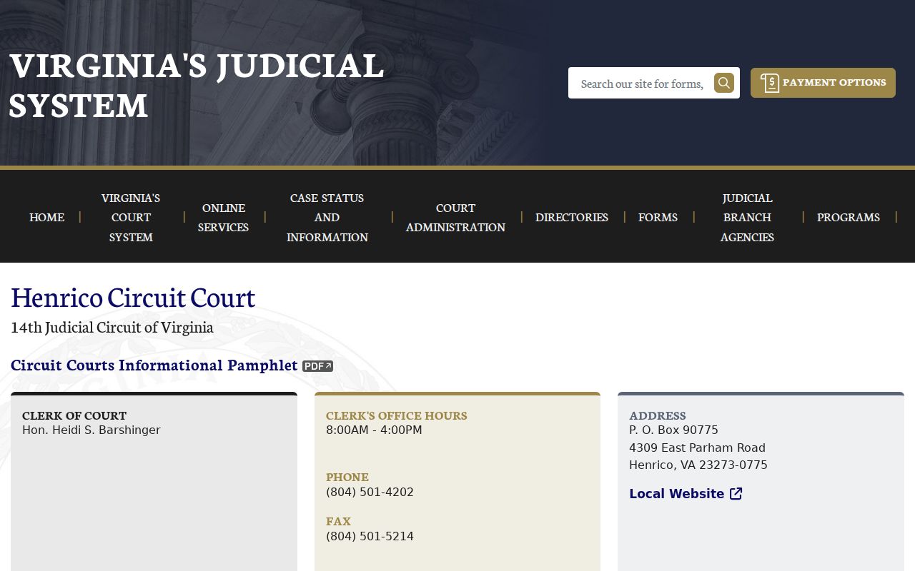 Henrico Circuit Court official court and clerk information